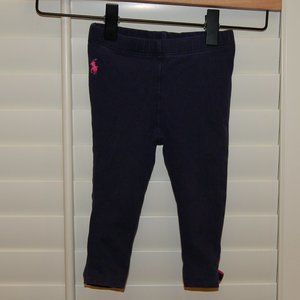Ralph Lauren Infant Girl Navy Leggings w/Pink Bows